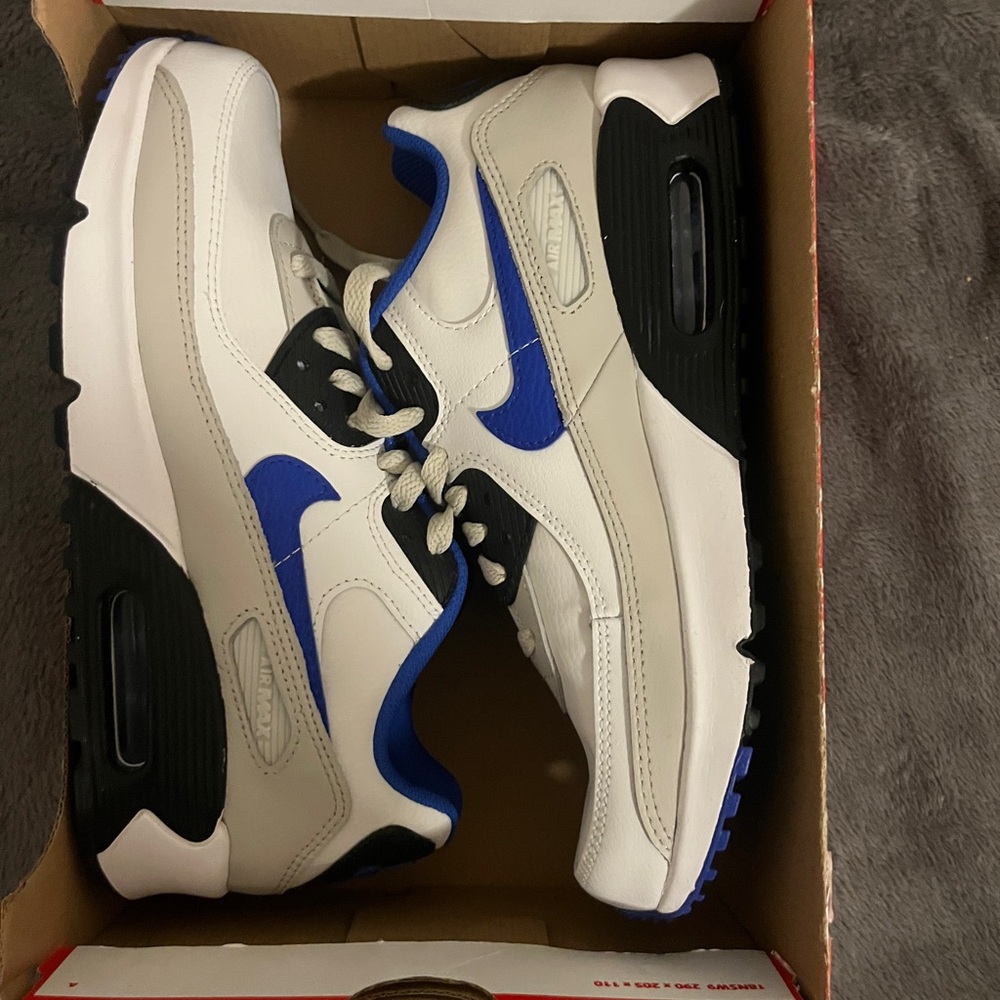 Nike Air Max 90 White and Blue Sneakers